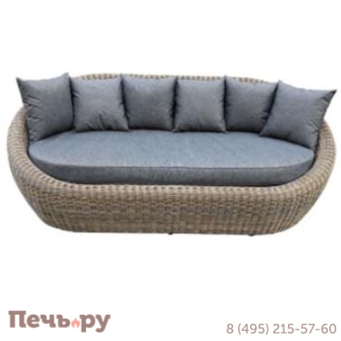 4SiS Барселона диван из искусственного ротанга трехместный, цвет коричневый фото