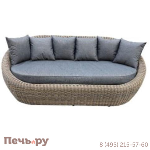 4SiS Барселона диван из искусственного ротанга трехместный, цвет соломенный фото