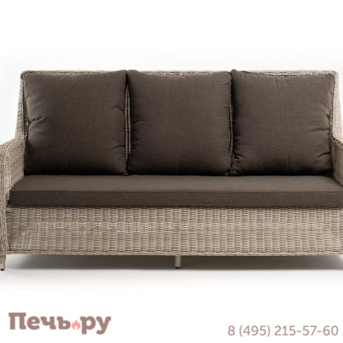 4SiS Гляссе диван трехместный из искусственного ротанга, цвет бежевый фото 2