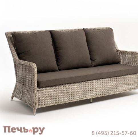 4SiS Гляссе диван трехместный из искусственного ротанга, цвет бежевый фото 3