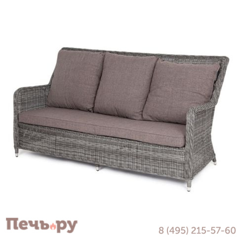 4SiS Гляссе диван трехместный из искусственного ротанга, цвет графит фото