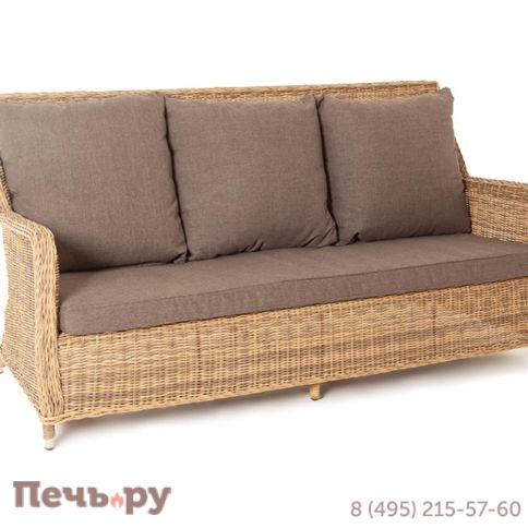 4SiS Гляссе диван трехместный из искусственного ротанга, цвет соломенный фото 13