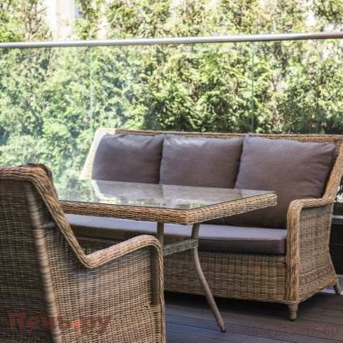 4SiS Гляссе диван трехместный из искусственного ротанга, цвет соломенный фото 4