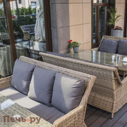 4SiS Гляссе диван трехместный из искусственного ротанга, цвет соломенный фото 6