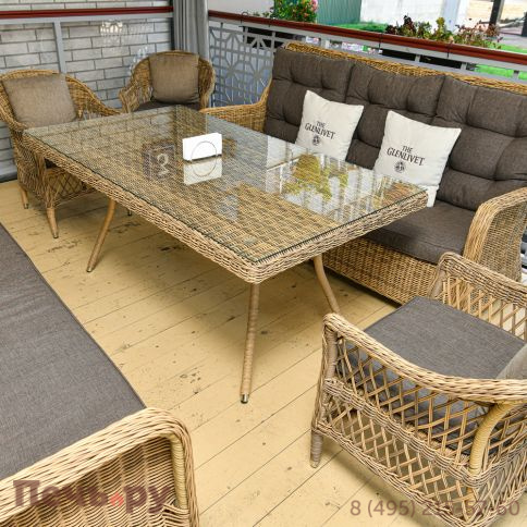 4SiS Гляссе диван трехместный из искусственного ротанга, цвет соломенный фото 7