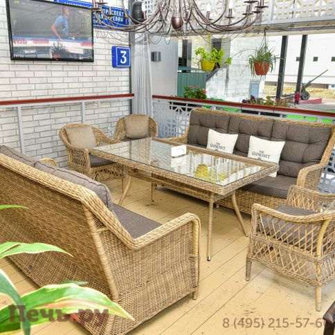 4SiS Гляссе диван трехместный из искусственного ротанга, цвет соломенный фото 9