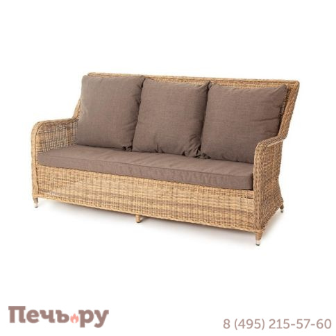 4SiS Гляссе диван трехместный из искусственного ротанга, цвет соломенный фото