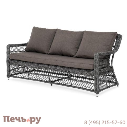 4SiS Гранд Латте диван трехместный из искусственного ротанга, цвет графит фото