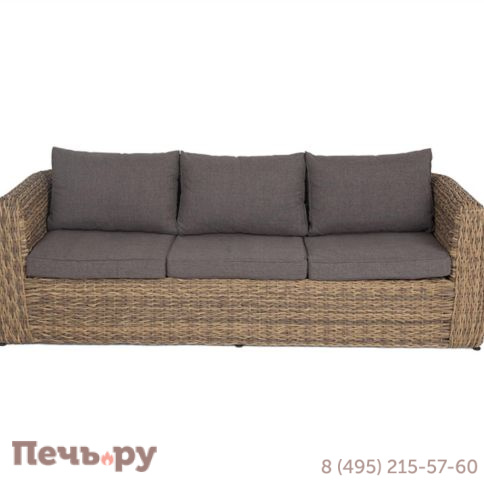 4SiS Кальяри диван из искусственного ротанга (гиацинт) трехместный, цвет соломенный фото 12