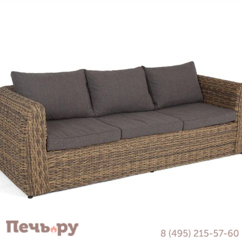 4SiS Кальяри диван из искусственного ротанга (гиацинт) трехместный, цвет соломенный фото 14