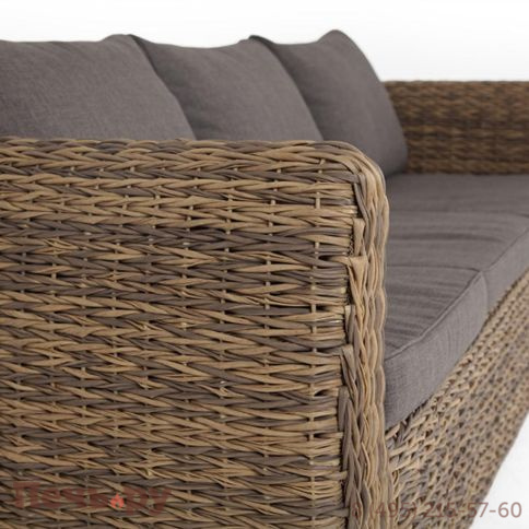 4SiS Кальяри диван из искусственного ротанга (гиацинт) трехместный, цвет соломенный фото 15