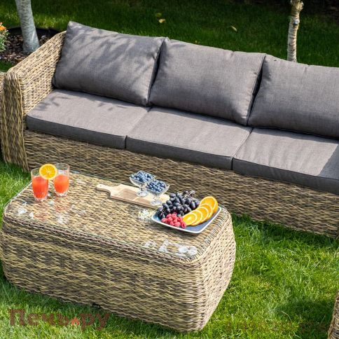 4SiS Кальяри диван из искусственного ротанга (гиацинт) трехместный, цвет соломенный фото 3