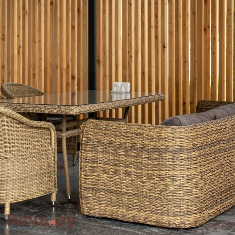 4SiS Кальяри диван из искусственного ротанга (гиацинт) трехместный, цвет соломенный фото 9