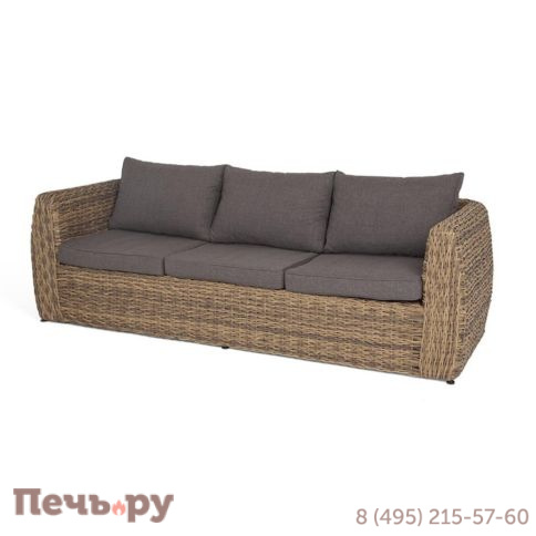 4SiS Кальяри диван из искусственного ротанга (гиацинт) трехместный, цвет соломенный фото