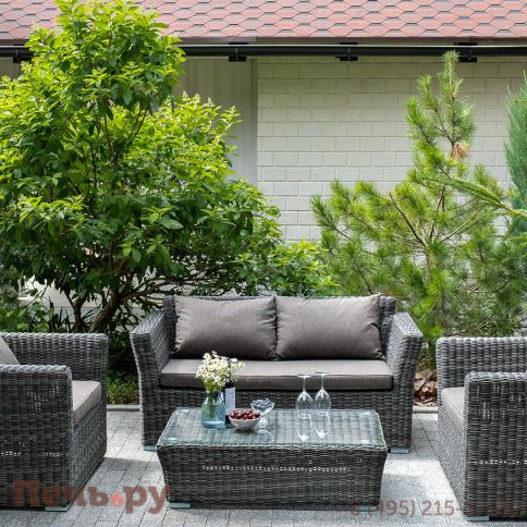 4SiS Капучино диван из искусственного ротанга двухместный, цвет графит фото 5