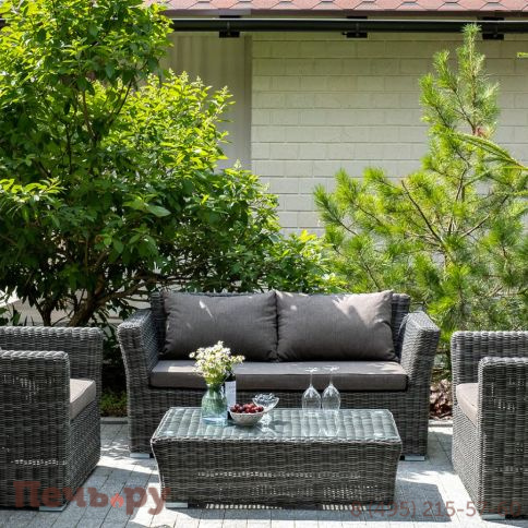 4SiS Капучино диван из искусственного ротанга двухместный, цвет графит фото 9