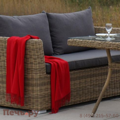 4SiS Капучино диван из искусственного ротанга двухместный, цвет соломенный фото 7