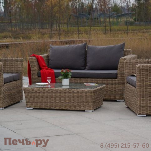 4SiS Капучино диван из искусственного ротанга двухместный, цвет соломенный фото 8