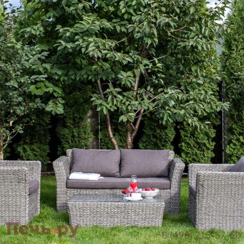 4SiS Капучино диван из искусственного ротанга (гиацинт) двухместный, цвет серый фото 4