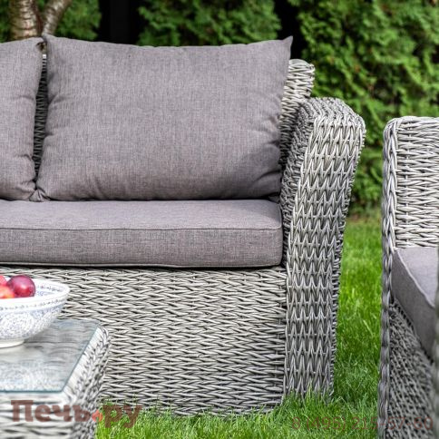 4SiS Капучино диван из искусственного ротанга (гиацинт) двухместный, цвет серый фото 5