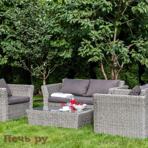 4SiS Капучино диван из искусственного ротанга (гиацинт) двухместный, цвет серый фото 6