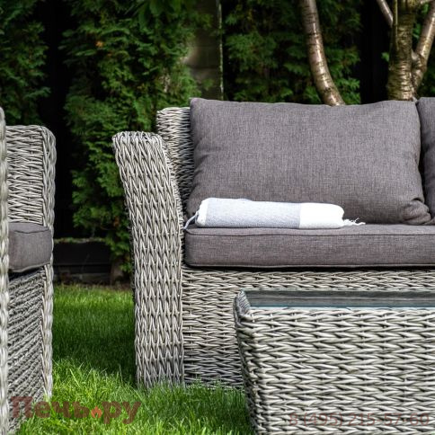 4SiS Капучино диван из искусственного ротанга (гиацинт) двухместный, цвет серый фото 7