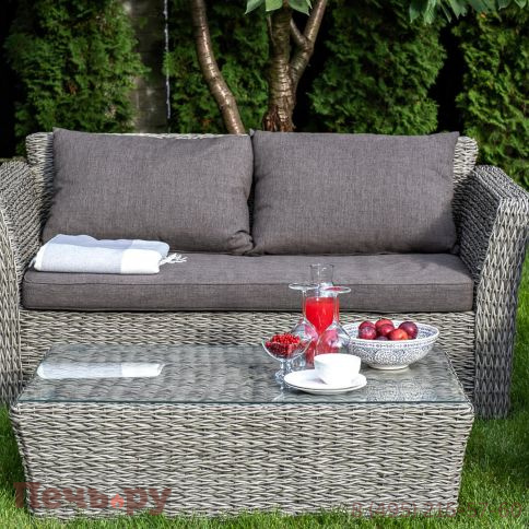 4SiS Капучино диван из искусственного ротанга (гиацинт) двухместный, цвет серый фото 8