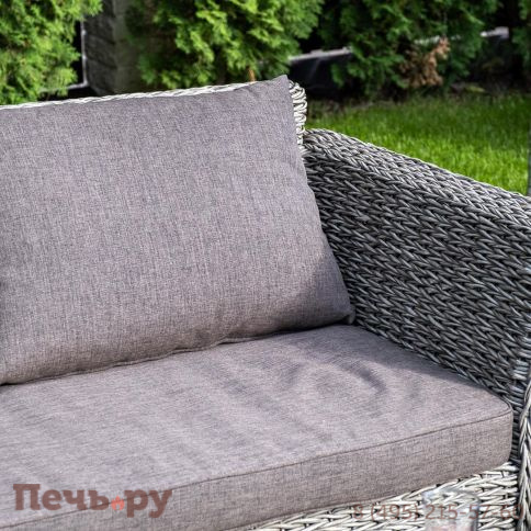 4SiS Капучино диван из искусственного ротанга (гиацинт) двухместный, цвет серый фото 9