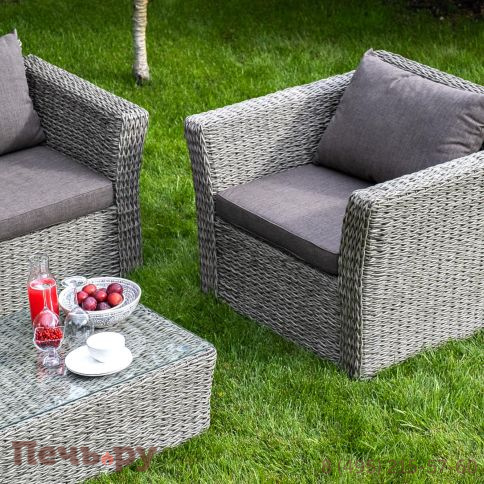 4SiS Капучино диван из искусственного ротанга (гиацинт) трехместный, цвет серый фото 10