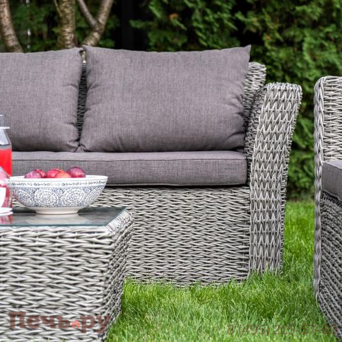 4SiS Капучино диван из искусственного ротанга (гиацинт) трехместный, цвет серый фото 13