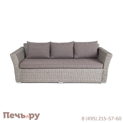 4SiS Капучино диван из искусственного ротанга (гиацинт) трехместный, цвет серый фото 2