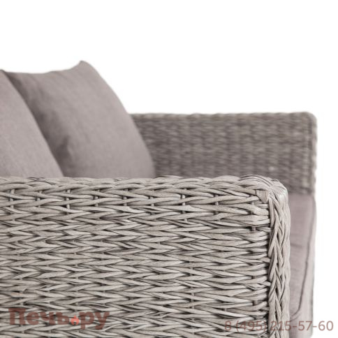 4SiS Капучино диван из искусственного ротанга (гиацинт) трехместный, цвет серый фото 3