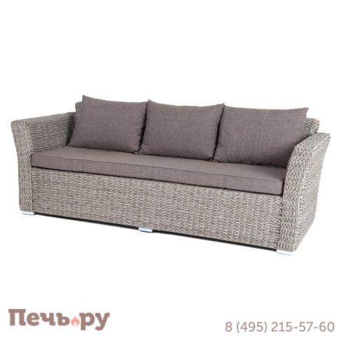 4SiS Капучино диван из искусственного ротанга (гиацинт) трехместный, цвет серый фото