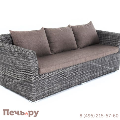 4SiS Капучино диван из искусственного ротанга трехместный, цвет графит фото 2