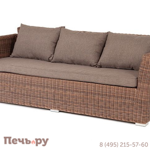 4SiS Капучино диван из искусственного ротанга трехместный, цвет коричневый фото