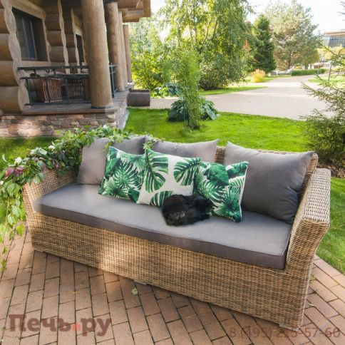 4SiS Капучино диван из искусственного ротанга трехместный, цвет соломенный фото 2