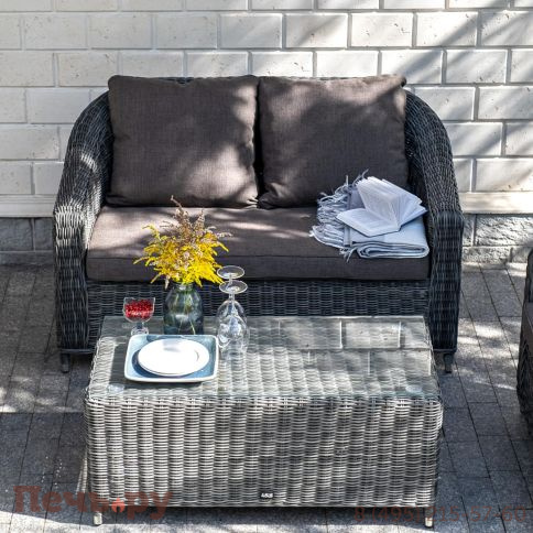 4SiS Кон Панна  диван из искусственного ротанга двухместный, цвет графит фото 3
