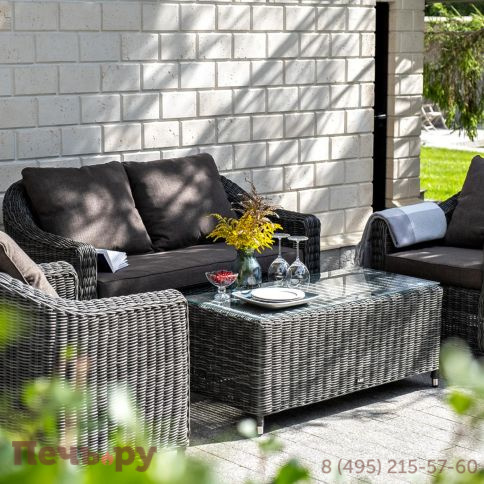 4SiS Кон Панна  диван из искусственного ротанга двухместный, цвет графит фото 4