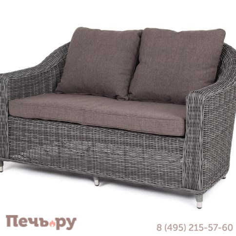 4SiS Кон Панна  диван из искусственного ротанга двухместный, цвет графит фото