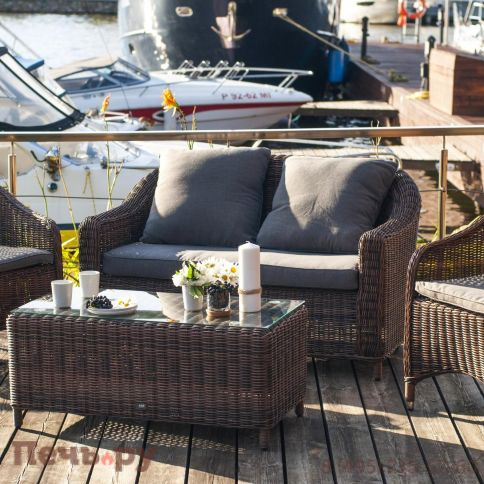 4SiS Кон Панна диван из искусственного ротанга двухместный, цвет коричневый фото 8