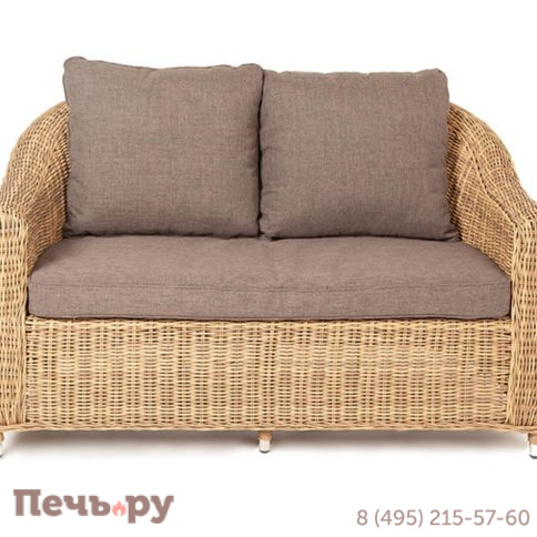 4SiS Кон Панна диван из искусственного ротанга двухместный, цвет соломенный фото 7
