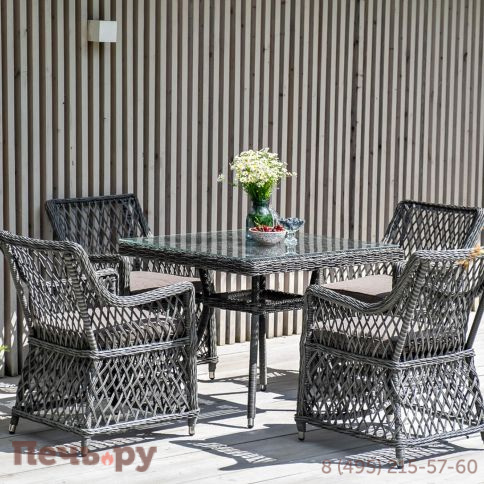 4SiS Латте плетеное кресло из искусственного ротанга, цвет графит фото 5