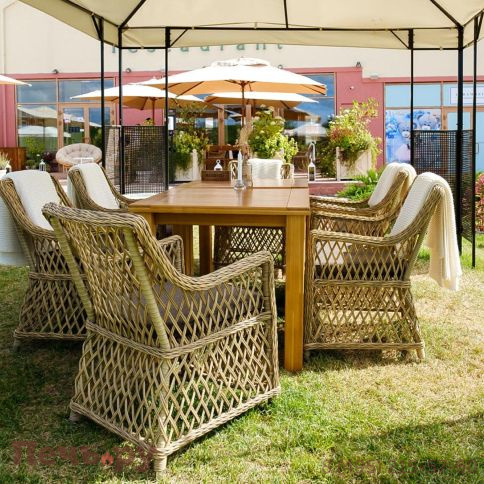 4SiS Латте плетеное кресло из искусственного ротанга, цвет соломенный фото 10