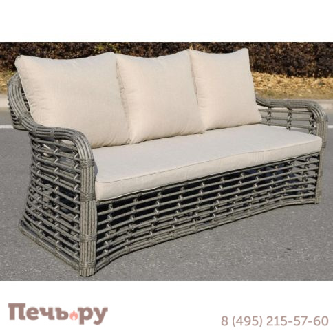 4SiS Ницца диван из искусственного ротанга трехместный, цвет серый фото