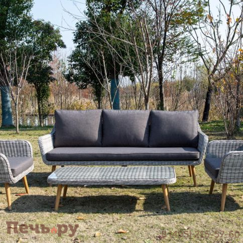 4SiS Прованс диван из искусственного ротанга трехместный, цвет бежевый фото 5