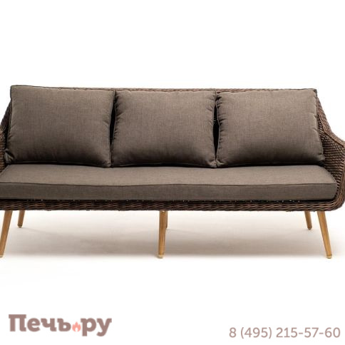 4SiS Прованс диван из искусственного ротанга трехместный, цвет коричневый фото 2