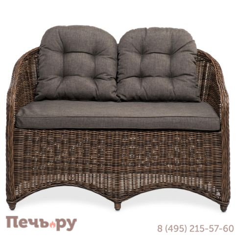 4SiS Равенна диван двухместный плетенный из ротанга, цвет коричневый фото 2