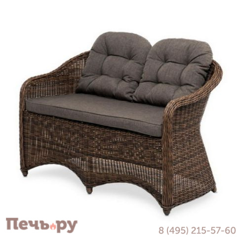 4SiS Равенна диван двухместный плетенный из ротанга, цвет коричневый фото