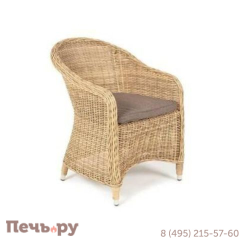 4SiS Равенна плетеное кресло из искусственного ротанга, цвет соломенный с серой подушкой фото 13