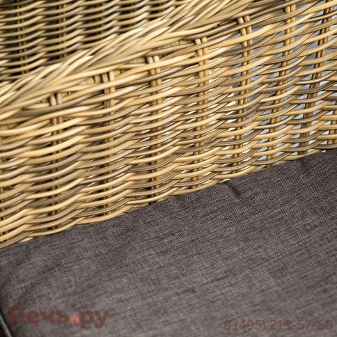 4SiS Равенна плетеное кресло из искусственного ротанга, цвет соломенный с серой подушкой фото 9
